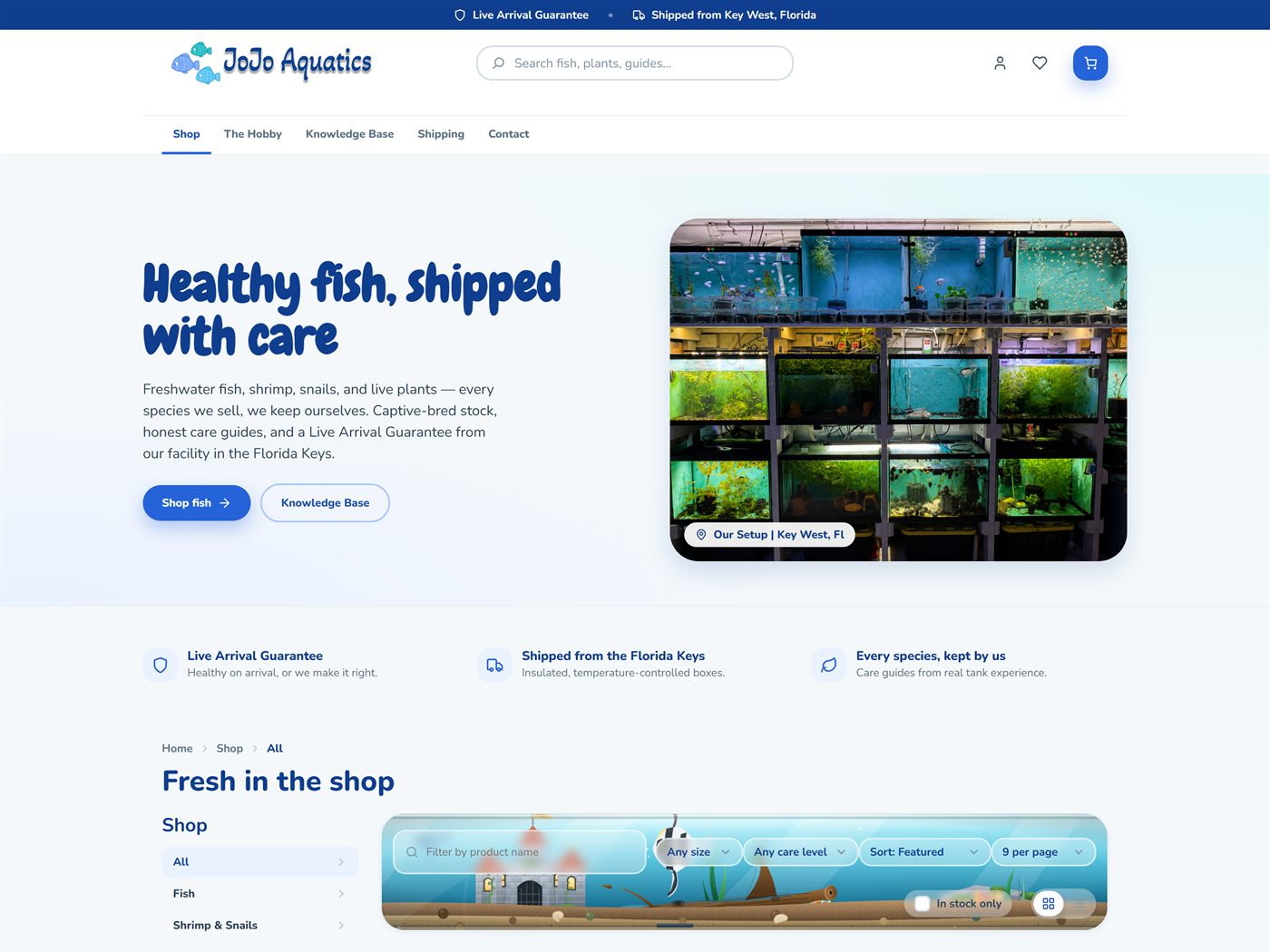 The JoJo Aquatics home page